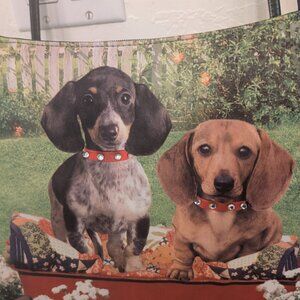 Christmas Handbag with dachshund print design.